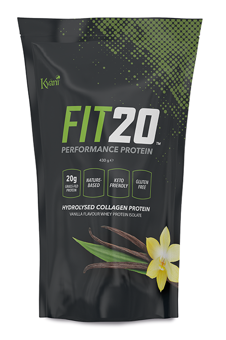 Ontdek Amare FIT20 Vanille, een eiwitrijke shake met wei-eiwitisolaat, gehydrolyseerd collageen, magnesium en MCT-olie voor spiergroei, herstel en energie.